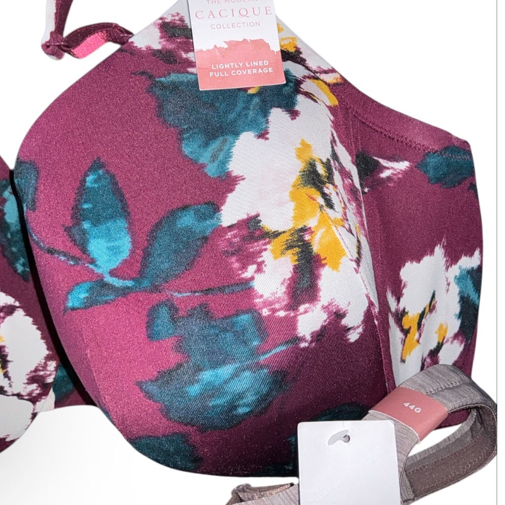 Cacique Lane Bryant 44G Bra Bundle NWT Lightly Lined Full Coverage Floral Taupe - Picture 11 of 11